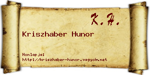 Kriszhaber Hunor névjegykártya